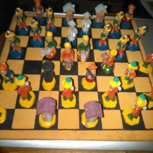 Hademade Union Clay Folk Art Chess Set from Brazil